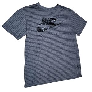 The Nike Tee Gray Striped Mens Nike Air Logo Short Sleeve GUC L